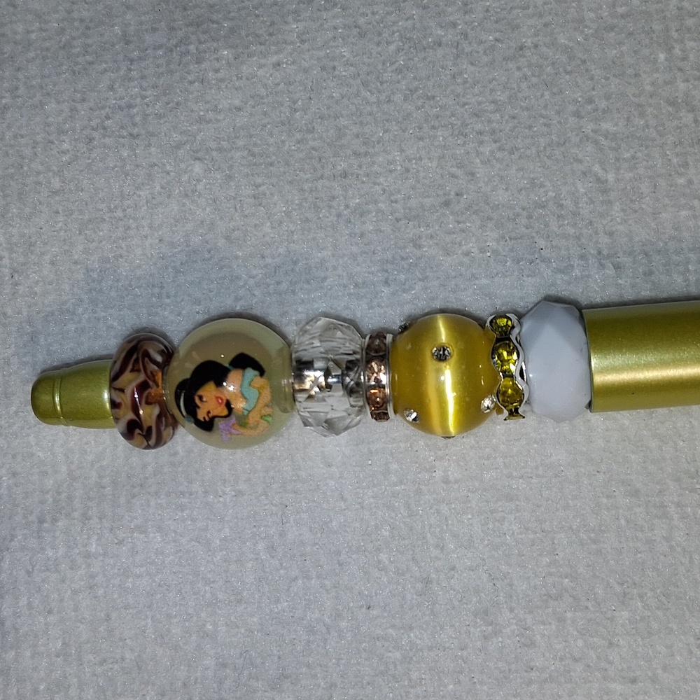 Handmade Princess Beaded Pen- Jasmine, Sleeping Beauty, Cinderella - Picture 3 of 8